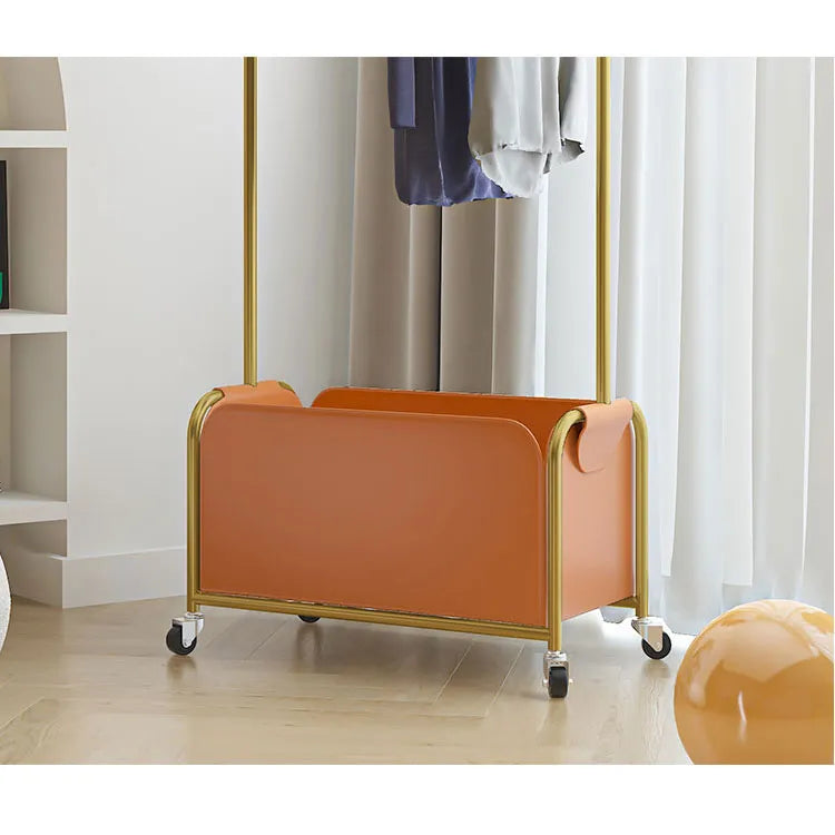 Stylish Faux Leather Coat Hanger with Storage and Wheels - Modern Clothing Rack for Easy Organization hsj-2274