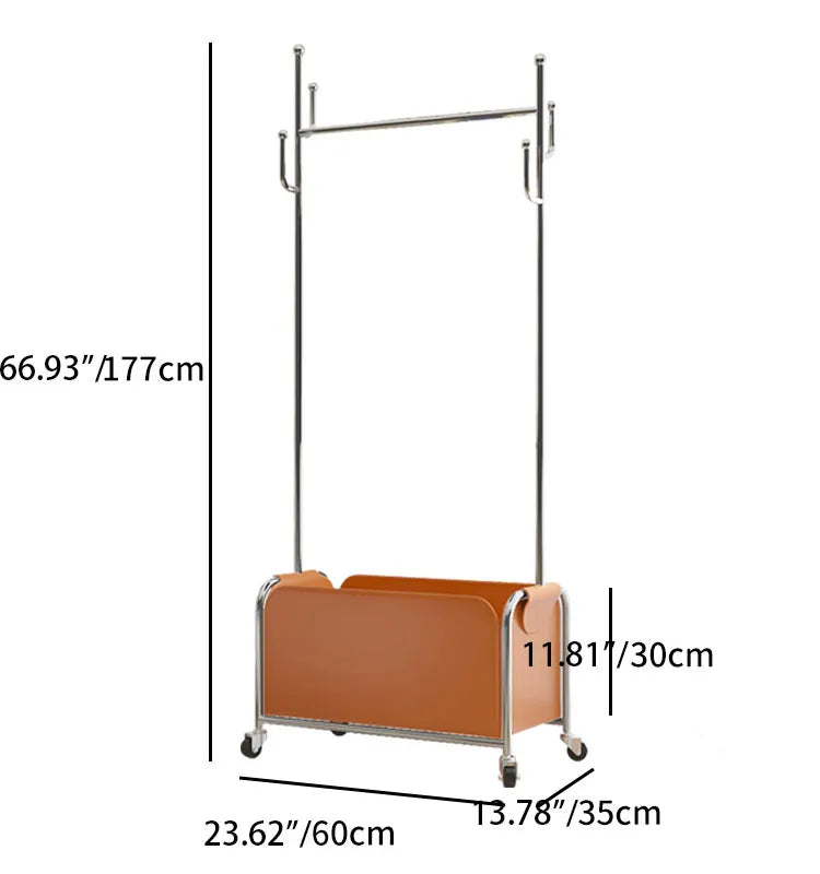 Stylish Faux Leather Coat Hanger with Storage and Wheels - Modern Clothing Rack for Easy Organization hsj-2274