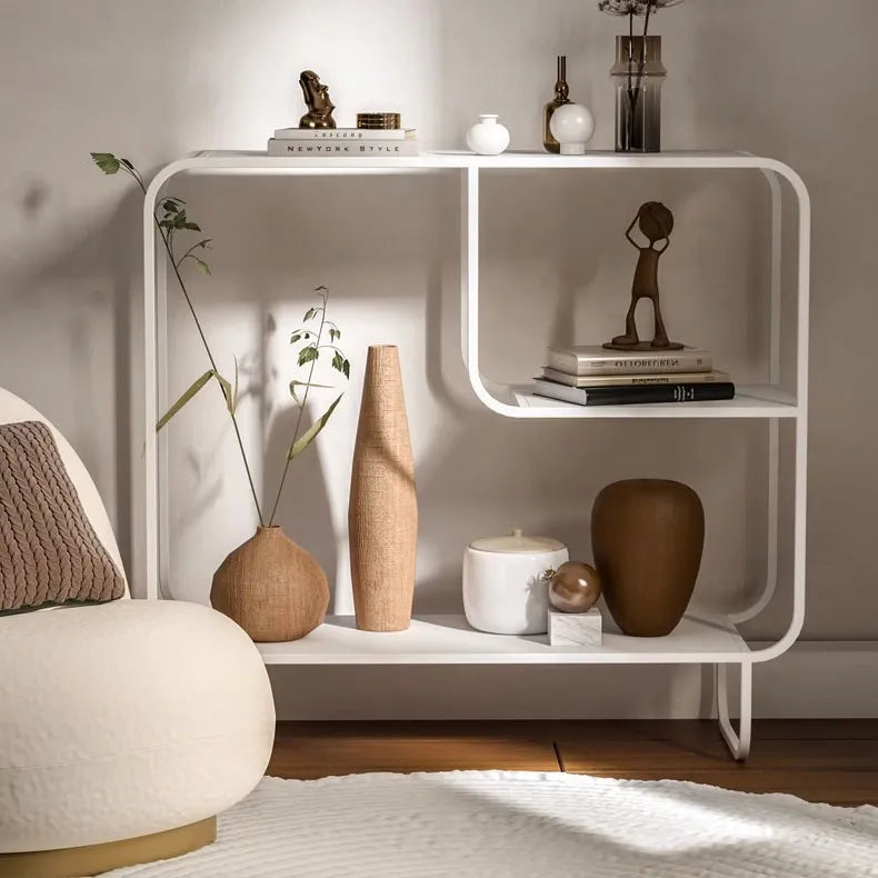 Modern White Metal Storage Rack - Sleek Design for Stylish Organizatio ...