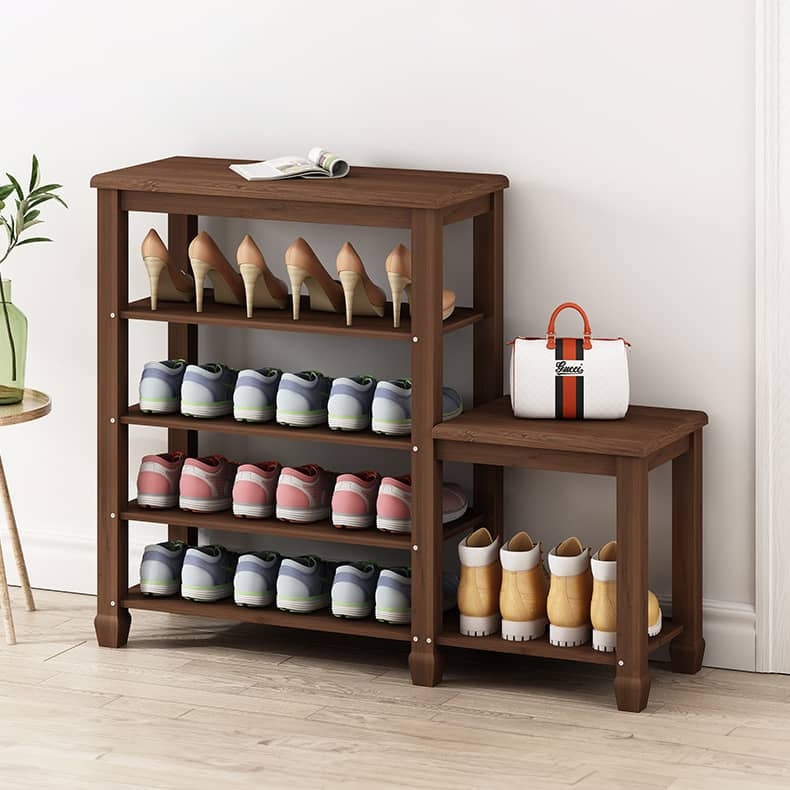 Elegant Bamboo Storage Rack - Natural Wood Color, Brown Finish hsl-296