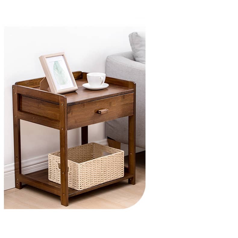 Stylish Brown Bamboo Bedside Cupboard – Elegant & Durable Natural Wood Finish hsl-297