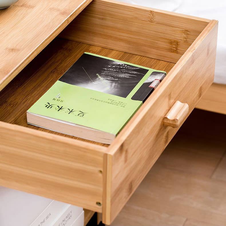 Stylish Brown Bamboo Bedside Cupboard – Elegant & Durable Natural Wood Finish hsl-297