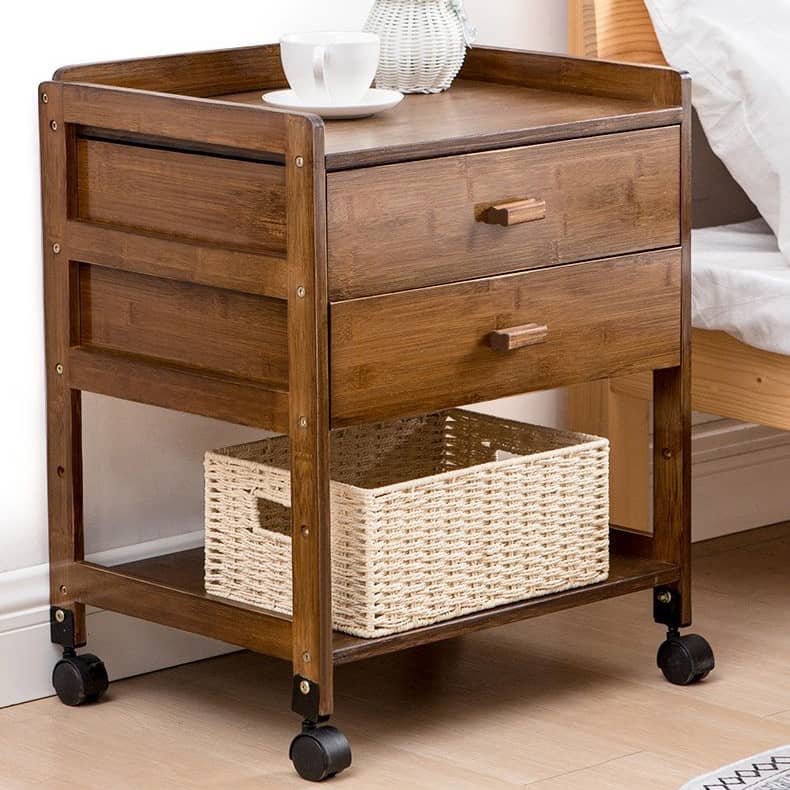 Stylish Brown Bamboo Bedside Cupboard – Elegant & Durable Natural Wood Finish hsl-297