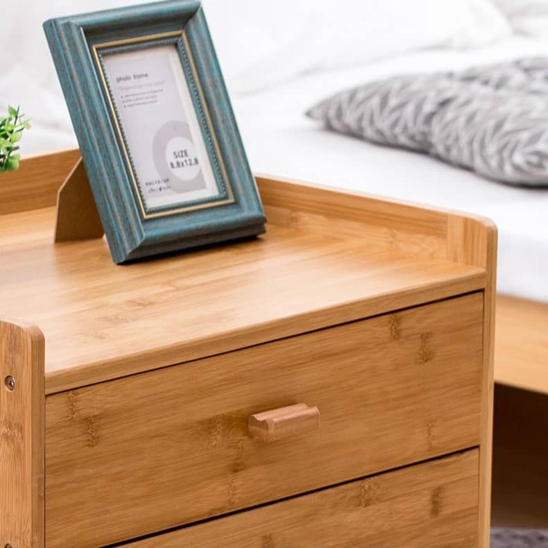 Stylish Brown Bamboo Bedside Cupboard – Elegant & Durable Natural Wood Finish hsl-297