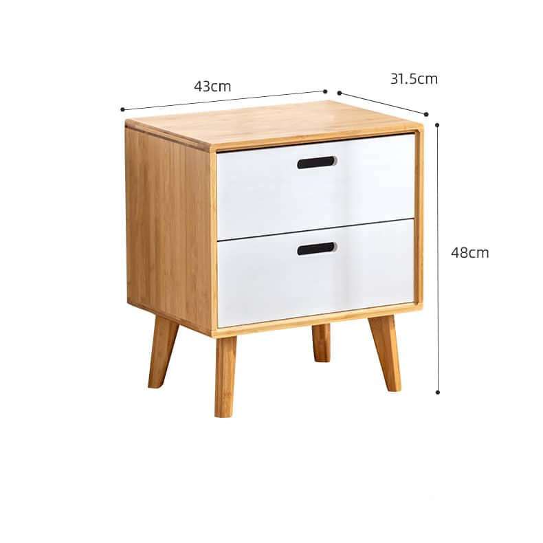 Stylish White TV Cabinet with Bamboo Accents and Natural Brown Wood Finish hsl-393