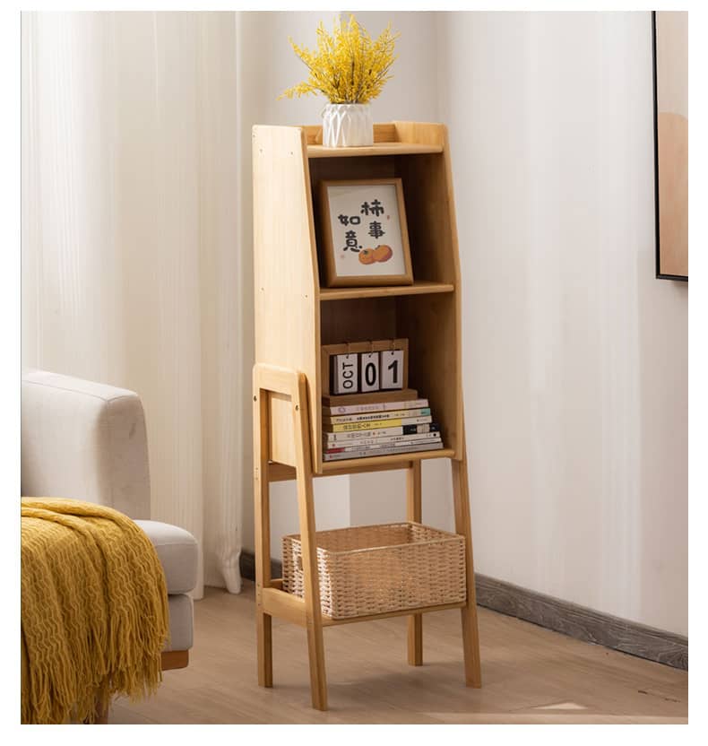 Natural Bamboo Storage Rack - Dark Brown Wood Finish - Stylish & Functional Shelving hsl-66