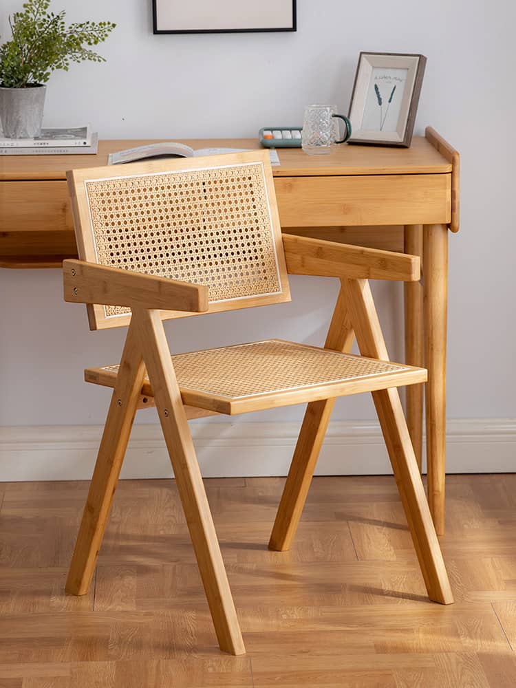 Sleek Dark Brown Bamboo & Natural Wood Chair with Durable ABS Resin Finish hsl-69