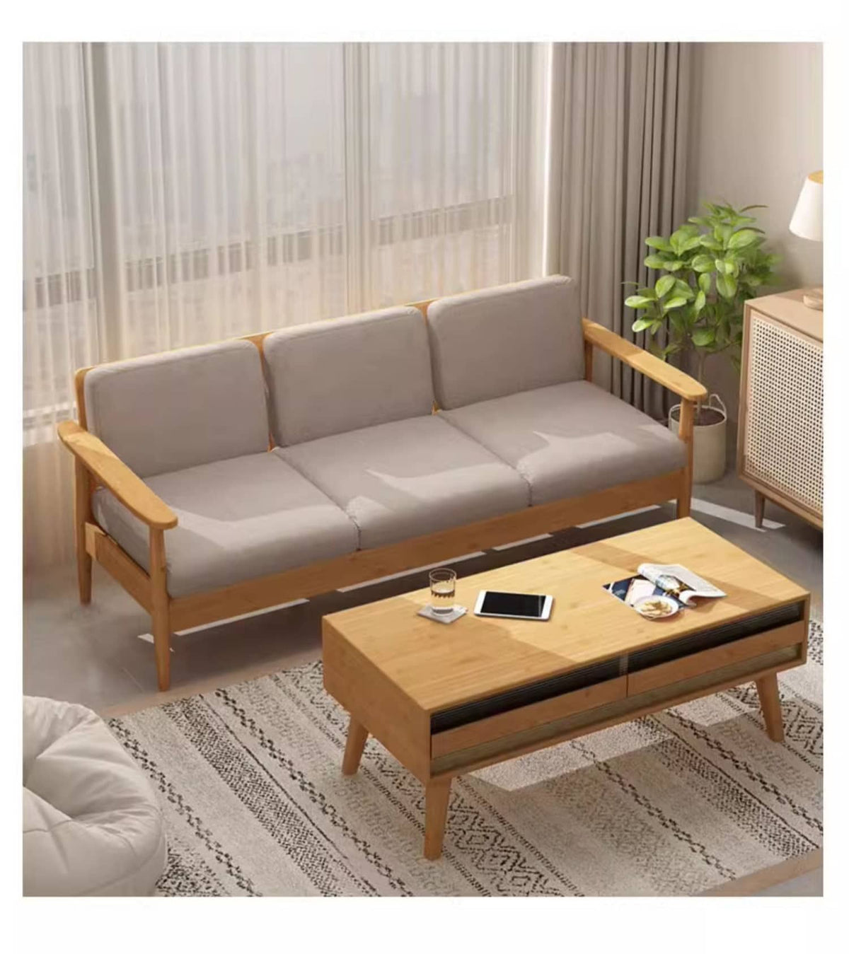 Elegant Bamboo Sofa in Natural Wood Finish - Perfect for Modern Homes hsl-72
