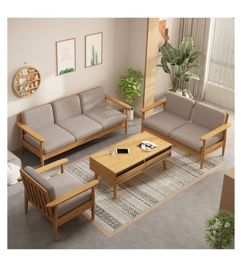 Elegant Bamboo Sofa in Natural Wood Finish - Perfect for Modern Homes hsl-72