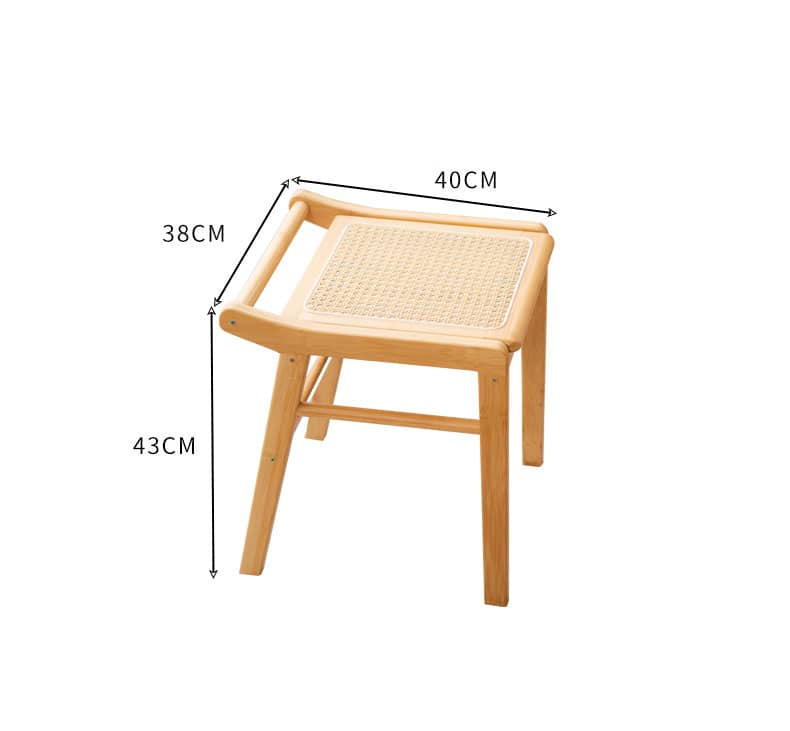 Bamboo Wood and Glass Stool - Natural Wood Finish hsl-74