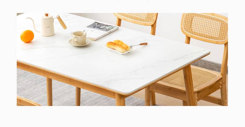 Stylish Bamboo Slate Table: Modern Elegance with Durable Stone Surface hsl-75