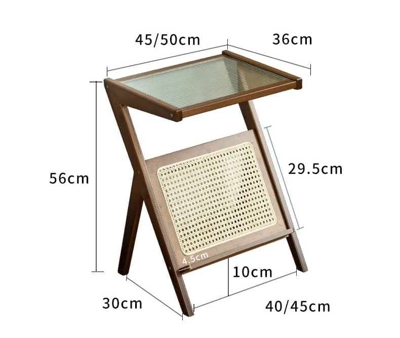 Elegant Natural Wood Tea Table with Reeded Glass – Brown, Grey & Dark Bamboo Styles hsl-76