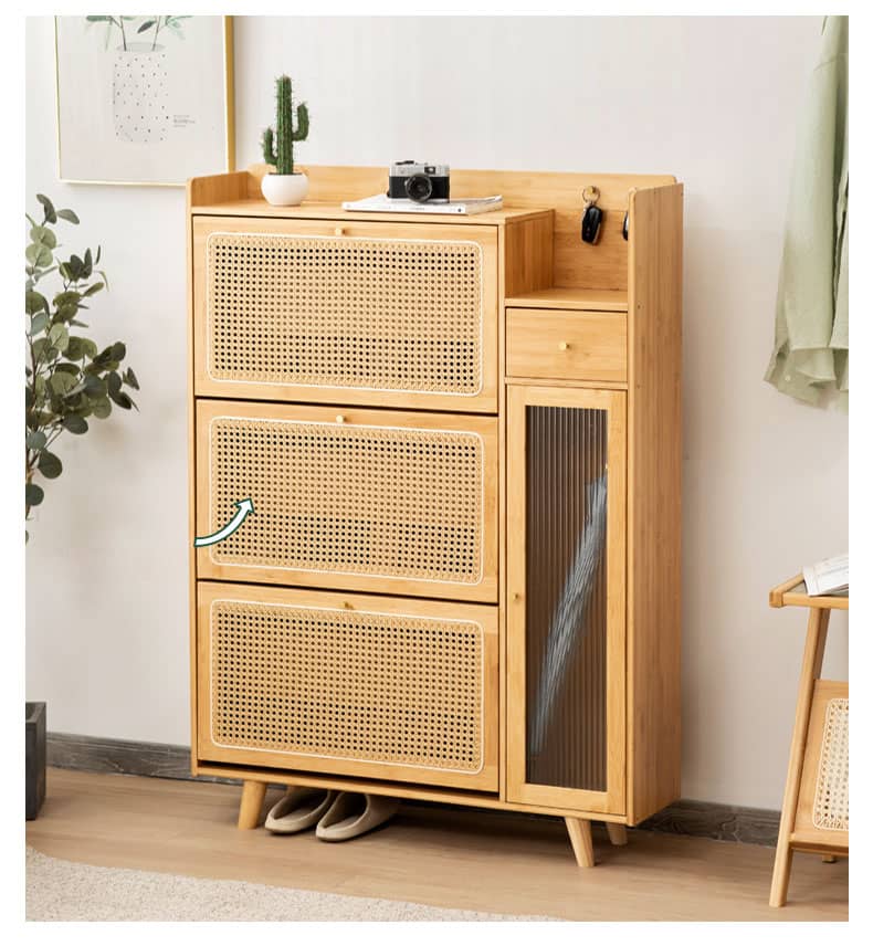 Elegant Bamboo Cabinet with Natural Wood Accents and Durable ABS Resin hsl-78