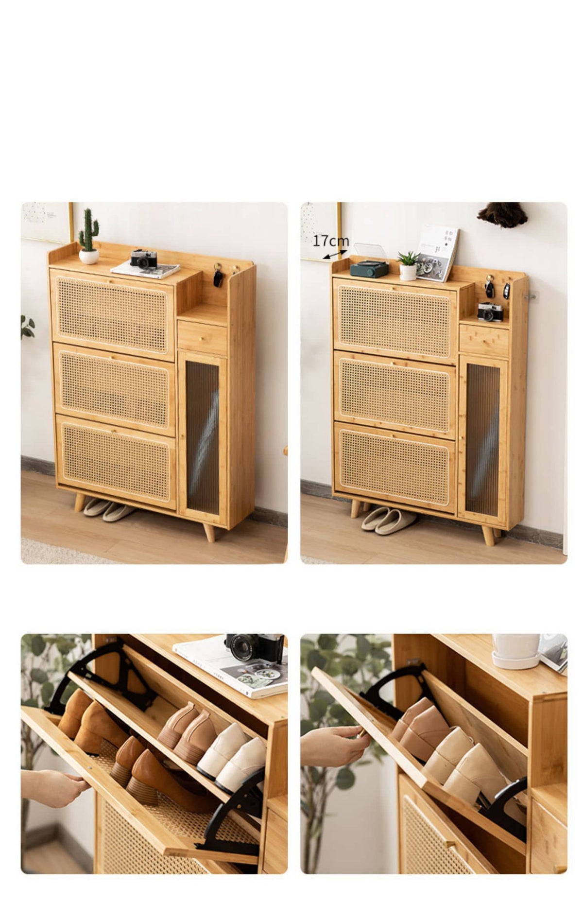 Elegant Bamboo Cabinet with Natural Wood Accents and Durable ABS Resin hsl-78