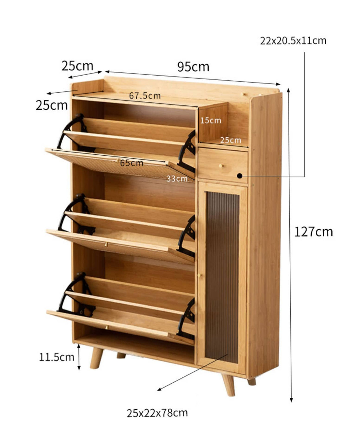 Elegant Bamboo Cabinet with Natural Wood Accents and Durable ABS Resin hsl-78