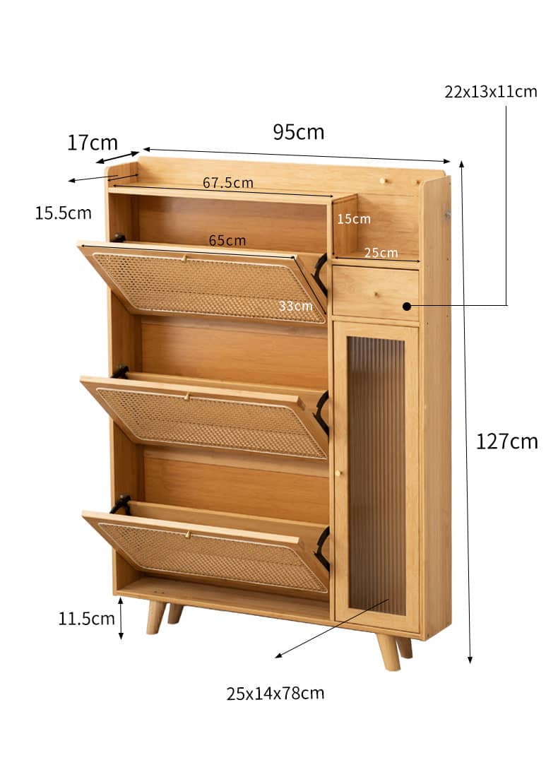 Elegant Bamboo Cabinet with Natural Wood Accents and Durable ABS Resin hsl-78