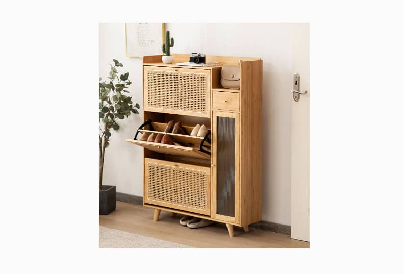 Elegant Bamboo Cabinet with Natural Wood Accents and Durable ABS Resin hsl-78