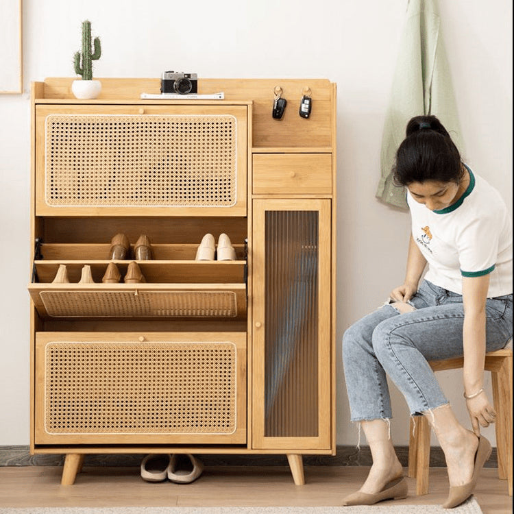 Elegant Bamboo Cabinet with Natural Wood Accents and Durable ABS Resin hsl-78