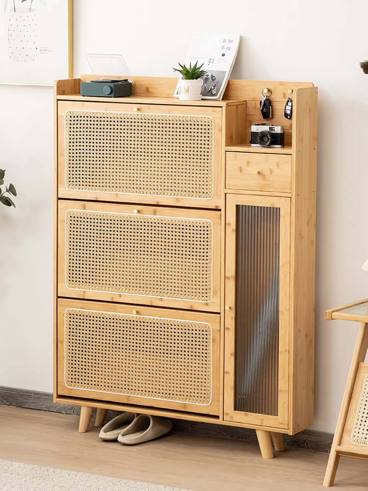 Elegant Bamboo Cabinet with Natural Wood Accents and Durable ABS Resin hsl-78