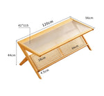 Stylish Dark Brown Bamboo Tea Table with Glass Top - Durable ABS Resin Design hsl-79