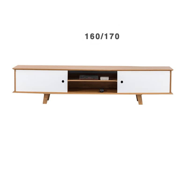 Stylish White & Natural Wood TV Cabinet - Sleek Bamboo Design for Modern Living Spaces hsl-83