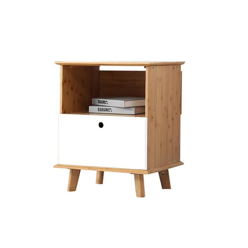 Stylish White & Natural Wood TV Cabinet - Sleek Bamboo Design for Modern Living Spaces hsl-83