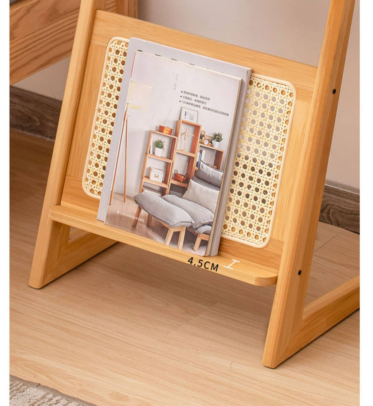 Stunning Natural Wood Tea Table with Intricate Bamboo and Rattan Weaving - Reeded Glass Top in Elegant Brown Grey hsl-84