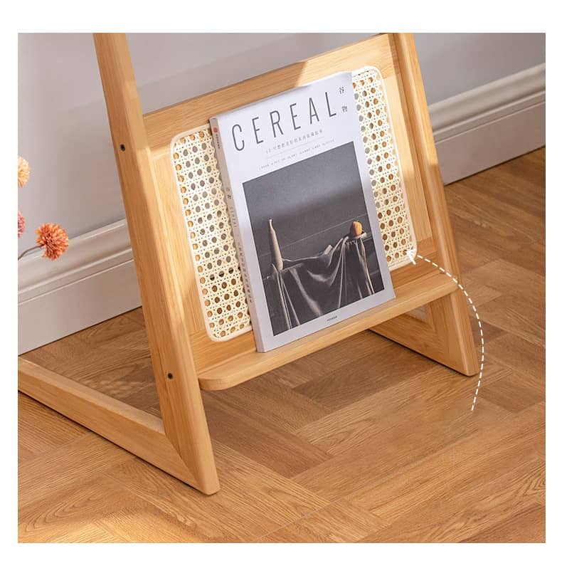 Stunning Natural Wood Tea Table with Intricate Bamboo and Rattan Weaving - Reeded Glass Top in Elegant Brown Grey hsl-84