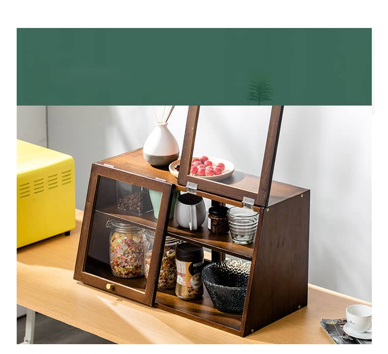 Elegant Dark Brown Bamboo Cabinet with Glass Doors - Perfect Natural Wood Storage Solution hsl-89