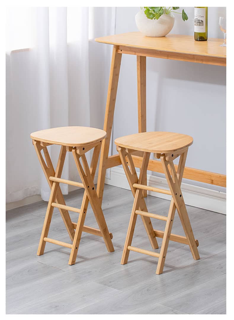 Stylish Natural Bamboo Wood Stool for Modern Interiors hsl-91