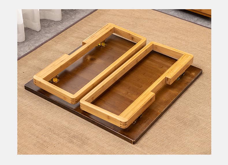 Elegant Dark Brown Bamboo Natural Wood Coffee Table for Modern Living Rooms hsl-93