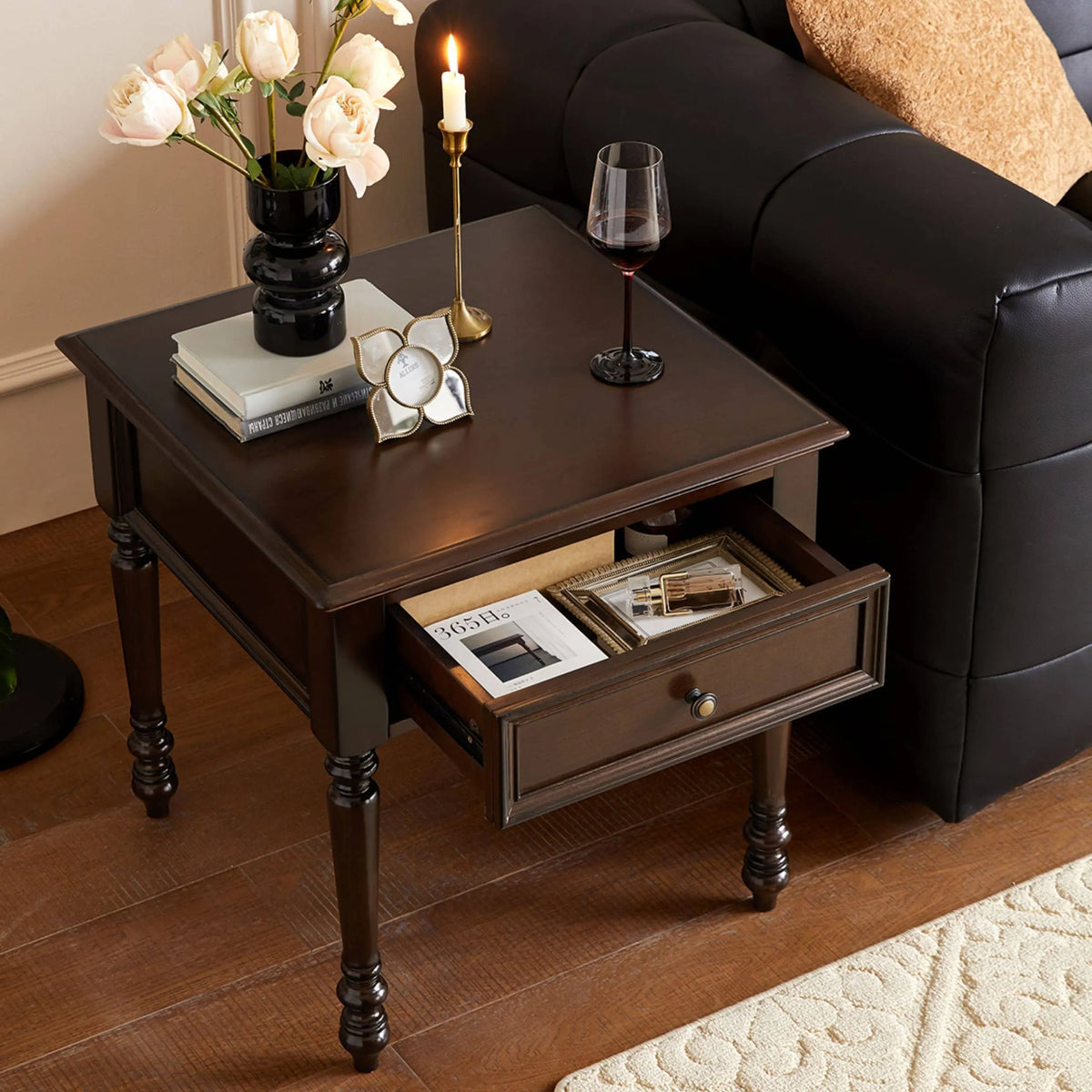 Elegant Solid Wood Coffee Table with Drawer for Living Room Decor hsmjx-4153