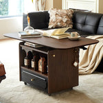 Stylish Red Oak Coffee Table with Storage Shelves - Perfect for Modern Living Rooms hsmjx-4155