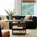 Stylish Red Oak Coffee Table with Storage Shelves - Perfect for Modern Living Rooms hsmjx-4155