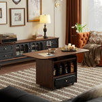 Stylish Red Oak Coffee Table with Storage Shelves - Perfect for Modern Living Rooms hsmjx-4155