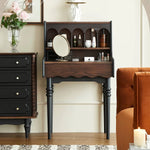Vintage-Inspired Red Oak Multi-Layer Cabinet: Elegant Storage Solution with Makeup Vanity Design hsmjx-4162