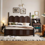 Vintage-Inspired Red Oak Multi-Layer Cabinet: Elegant Storage Solution with Makeup Vanity Design hsmjx-4162