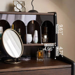 Vintage-Inspired Red Oak Multi-Layer Cabinet: Elegant Storage Solution with Makeup Vanity Design hsmjx-4162