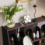 Vintage-Inspired Red Oak Multi-Layer Cabinet: Elegant Storage Solution with Makeup Vanity Design hsmjx-4162