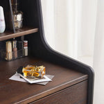 Vintage-Inspired Red Oak Multi-Layer Cabinet: Elegant Storage Solution with Makeup Vanity Design hsmjx-4162