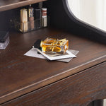 Vintage-Inspired Red Oak Multi-Layer Cabinet: Elegant Storage Solution with Makeup Vanity Design hsmjx-4162