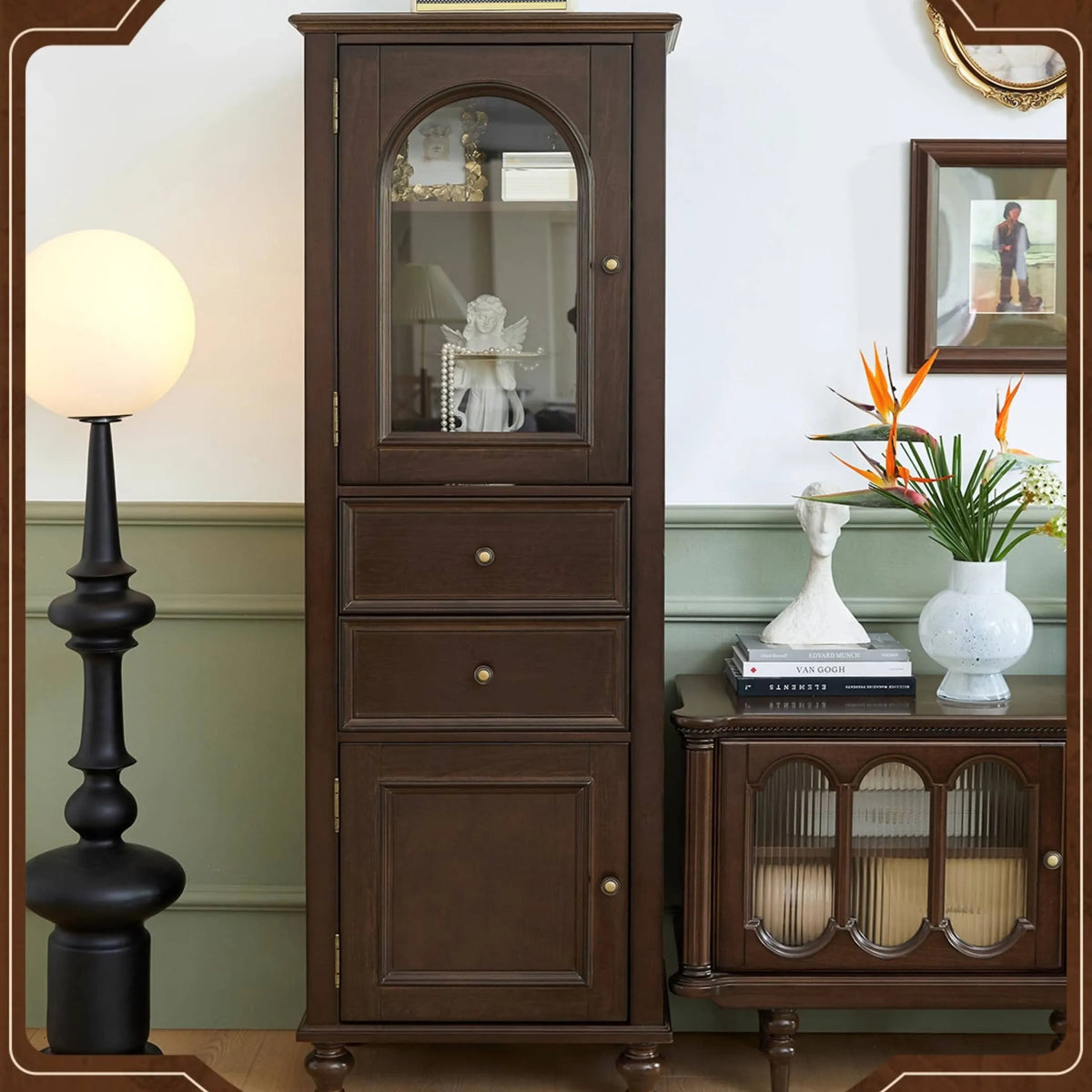 Elegant Chinese Tulipwood Cabinet with Tempered Glass Doors hsmjx-4166