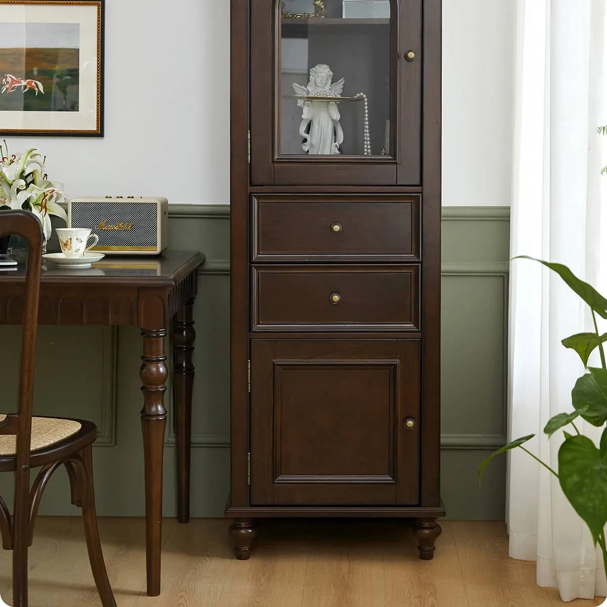 Elegant Chinese Tulipwood Cabinet with Tempered Glass Doors hsmjx-4166