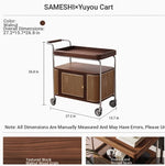 Elegant Solid Wood and Resin Serving Cart with Stainless Steel Frame - Stylish Home Bar and Storage Solution hsms-4906