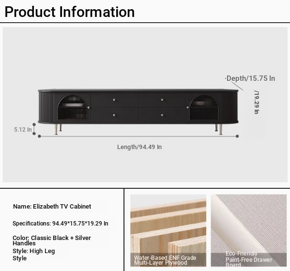 Stylish Modern TV Cabinet with Multi-Layer Board, Glass, and Stainless Steel Accents - Perfect for Living Room Décor hsms-4907