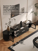 Stylish Modern TV Cabinet with Multi-Layer Board, Glass, and Stainless Steel Accents - Perfect for Living Room Décor hsms-4907