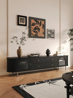 Stylish Modern TV Cabinet with Multi-Layer Board, Glass, and Stainless Steel Accents - Perfect for Living Room Décor hsms-4907