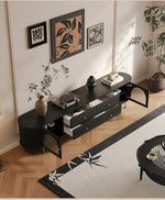 Stylish Modern TV Cabinet with Multi-Layer Board, Glass, and Stainless Steel Accents - Perfect for Living Room Décor hsms-4907