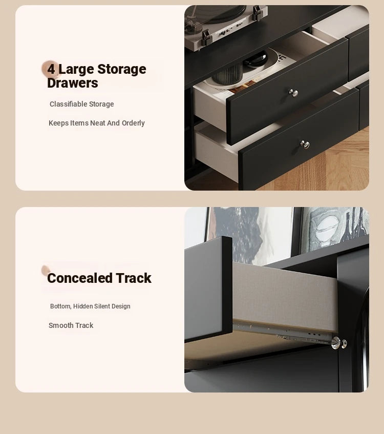 Stylish Modern TV Cabinet with Multi-Layer Board, Glass, and Stainless Steel Accents - Perfect for Living Room Décor hsms-4907