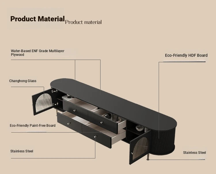 Stylish Modern TV Cabinet with Multi-Layer Board, Glass, and Stainless Steel Accents - Perfect for Living Room Décor hsms-4907